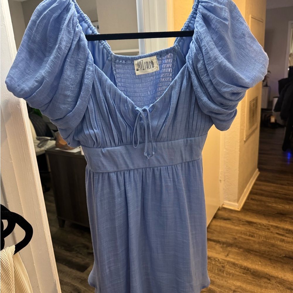 Blue Puff Sleeve Dress